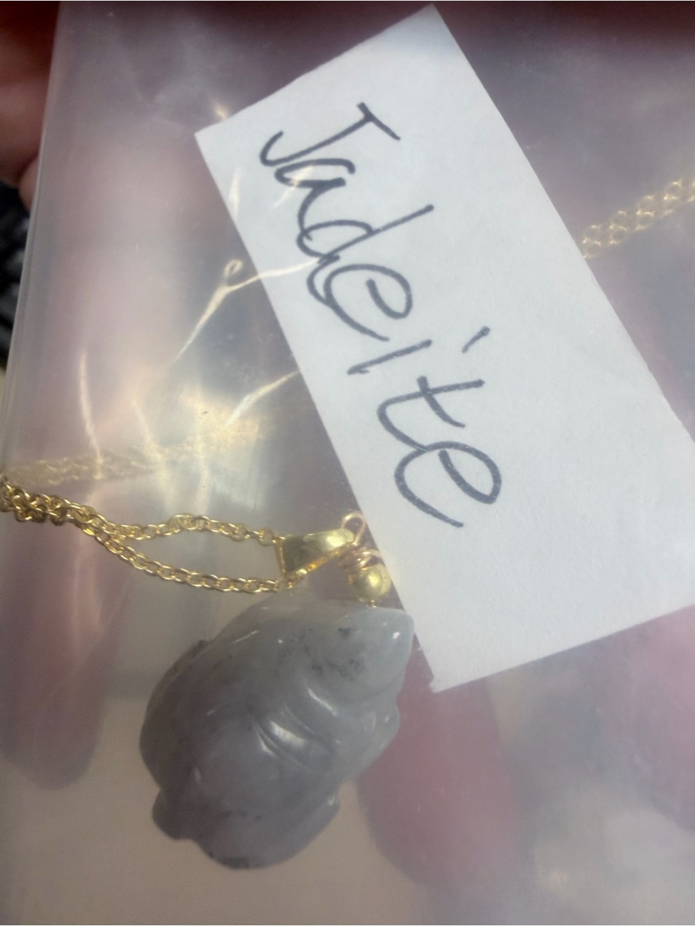 JADEITE Gray Jade TURTLE Pendant WITH GOLD PLATED CHAIN